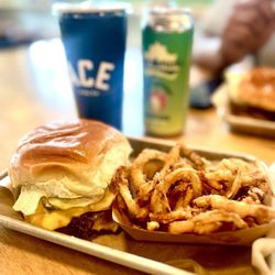 Ace No 3 - Belmont Village - Ace's Burger. Onion Straws. Sweet Tea. Sycamore Mango Cider