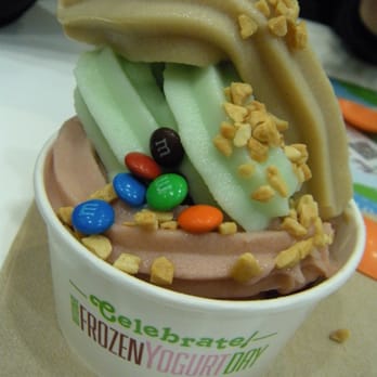 Yogurtland - Bottom layer: brand new Greek yogurt (raspberry & banana flavor), middle layer (green): pistachio, top layer (brown): hazelnut. - Ice Cream & Frozen Yogurt Near Me - Monrovia, California Yogurtland - Bottom layer: brand new Greek yogurt (raspberry & banana flavor), middle layer (green): pistachio, top layer (brown): hazelnut. - Ice Cream & Frozen Yogurt Near Me - Monrovia, California