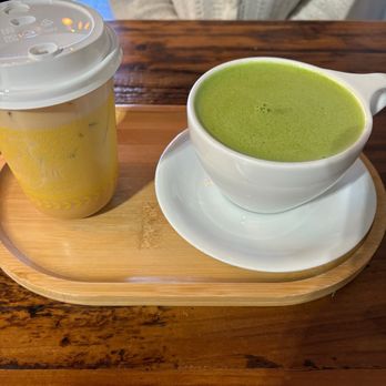 Sayfani Yemeni Cafe - Pistachio coffee latte, Pistachio matcha latte - Coffee & Tea Near Me - Allen, Texas
