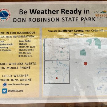 Don Robinson State Park - Signage near the bathrooms and trailhead - Hiking Near Me - Cedar Hill, Missouri