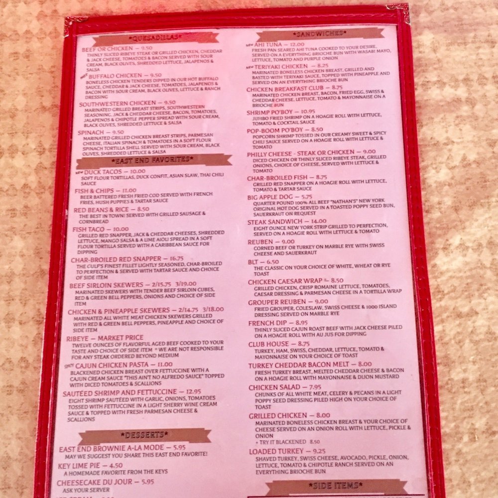 East End Grill - the menu and prices - Burgers Near Me - Memphis, Tennessee