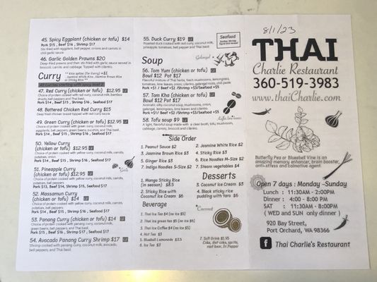 Menu photo 6 Thai Charlie's Restaurant Port Orchard, WA Menu photo 6 Thai Charlie's Restaurant Port Orchard, WA