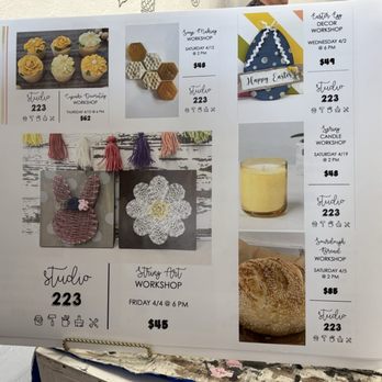 Studio 223 - Poster of April 2025 workshops - Art Classes Near Me - Gilbert, Arizona