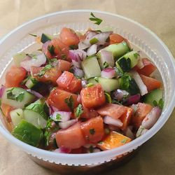 Elmas - Choban Salad  or Shephard's Salad (Tomatoes, cucumbers, onions, peppers, parsley tossed with lemon, vinegar and olive oil)