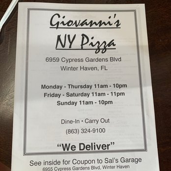 Giovanni's New York Pizza - Menu - Pizza Near Me - Winter Haven, Florida Giovanni's New York Pizza - Menu - Pizza Near Me - Winter Haven, Florida