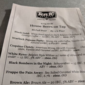 Ten10 Brewing Co - Sandwiches Near Me - Orlando, Florida Ten10 Brewing Co - Sandwiches Near Me - Orlando, Florida