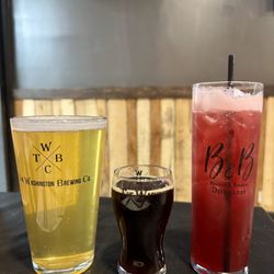 The Washington Brewing - Diversity in drinks: Washington lager, oatmeal stout, NA blackberry lemon spritzer.