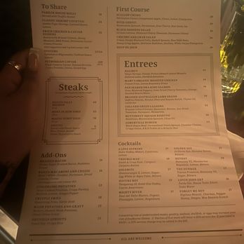 Somerville - Menu - Steakhouses Near Me - Los Angeles, California