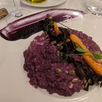 Reluctant Panther Restaurant - Seasonal risotto. Purple carrots - American Near Me - Manchester, Vermont Reluctant Panther Restaurant - Seasonal risotto. Purple carrots - American Near Me - Manchester, Vermont