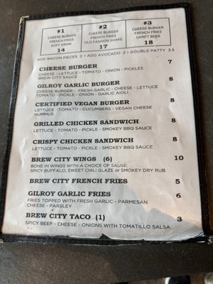 Menu photo 1 Brew City Burgers Gilroy, CA