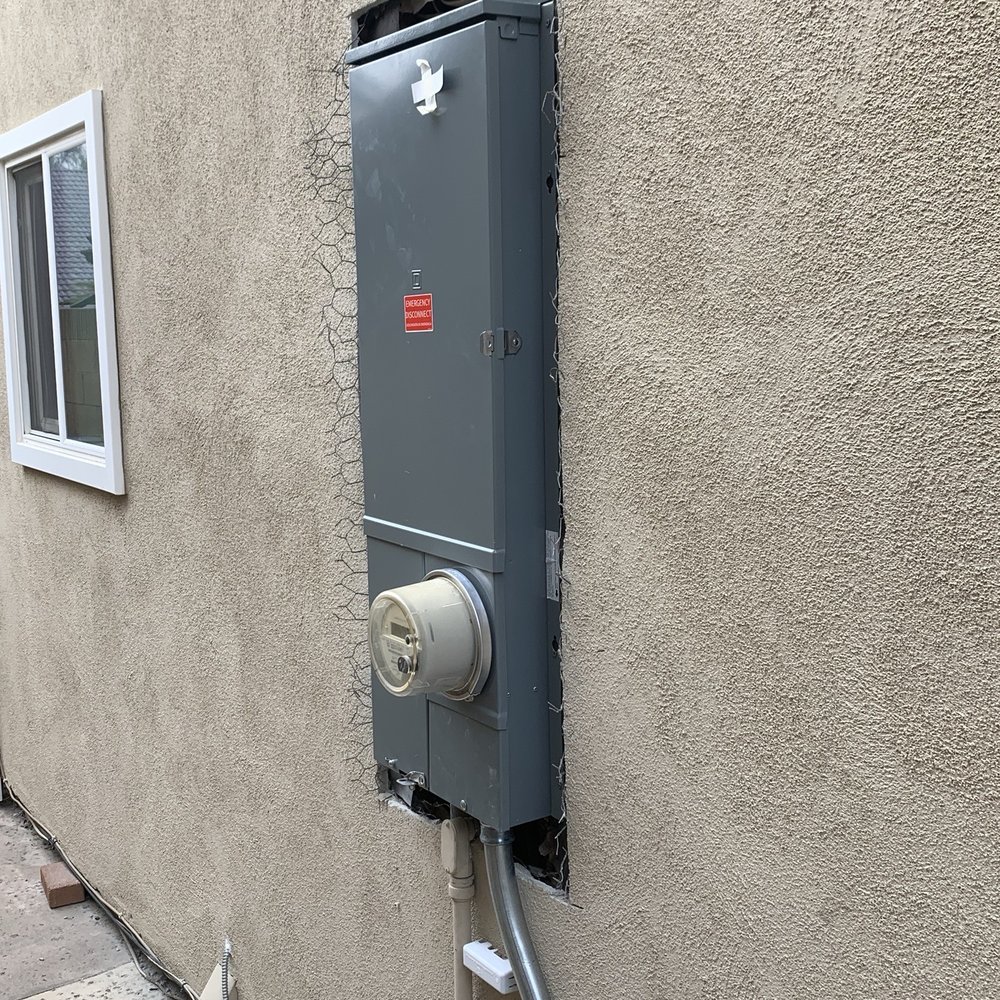 Fullerton Electric - New 200A panel installed, before stucco. FE provided referral to a different business to do stucco repair and concrete. - Electricians Near Me - Fullerton, California