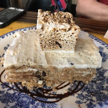 The Rustic - S'mores Pie - A traditionalist at our table was vexed by the square marshmallow on top. - New American Near Me - Dallas, Texas The Rustic - S'mores Pie - A traditionalist at our table was vexed by the square marshmallow on top. - New American Near Me - Dallas, Texas