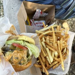 Double cheeseburger with red Chile mayo and green Chile Double cheeseburger with red Chile mayo and green Chile