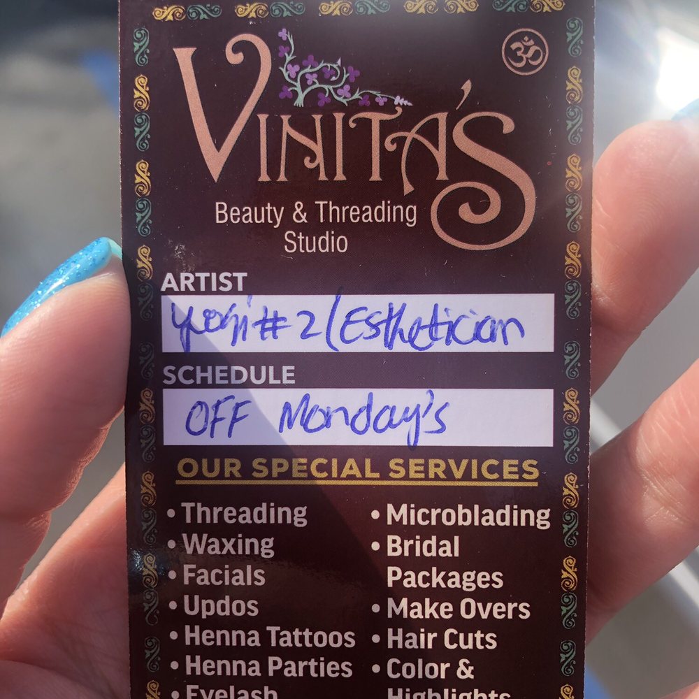 Vinita's Beauty and Threading Studio - Ask for Yogi! Chair #2 :) - Threading Services Near Me - Tustin, California Vinita's Beauty and Threading Studio - Ask for Yogi! Chair #2 :) - Threading Services Near Me - Tustin, California