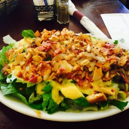 Hot Chicken and turkey bacon salad - lebanese salad with chopped chicken, turkey bacon, onions and dressed with honey mustard Hot Chicken and turkey bacon salad - lebanese salad with chopped chicken, turkey bacon, onions and dressed with honey mustard