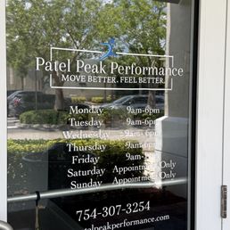 Exterior outside entrance of Patel Peak Performance - Coral Springs, Florida Exterior outside entrance of Patel Peak Performance - Coral Springs, Florida