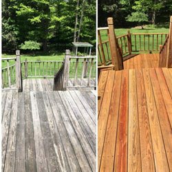 Waterpower - A cedar deck looks beautiful after it's complete refinish. The first step is a thorough power wash.