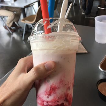 Morty's Cafe - Logan - Behold, The Raspberry Cheesecake Milkshake.  Homemade happiness in a cup. - Burgers Near Me - Logan, Utah