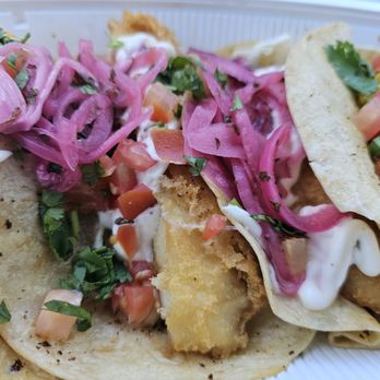 California Fish Grill - Close-up of the battered fish taco - Seafood Near Me - San Jose, California