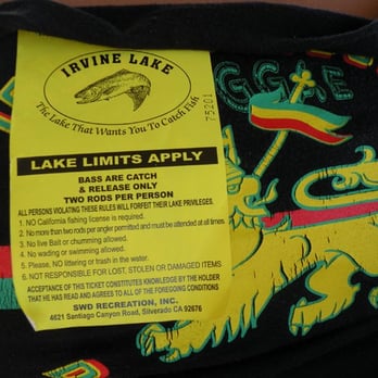 Irvine Lake - Upon admission, you have to wear this sticker visible at all times. - Lakes Near Me - Silverado, California