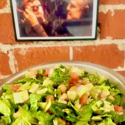 Mulberry Street Pizzeria - Small Lorna Luft Chopped Salad next to the photo of Pacino and Brando in Godfather I
