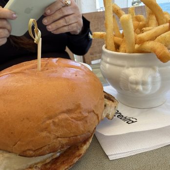 Shorebird - Swordfish sandwich with fries - New American Near Me - San Diego, California Shorebird - Swordfish sandwich with fries - New American Near Me - San Diego, California