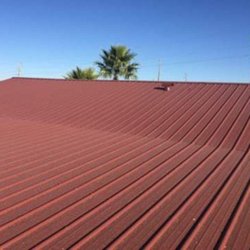 Rustic red roof on a customer's house.