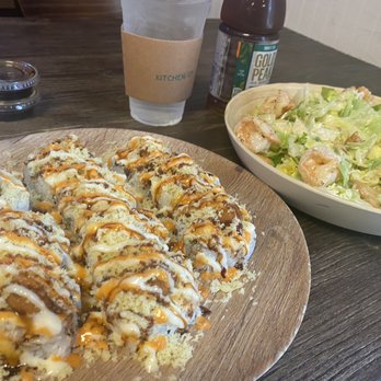 KITCHEN 121 - Double shrimp roll and shrimp Caesar salad - Sushi Bars Near Me - Duluth, Georgia