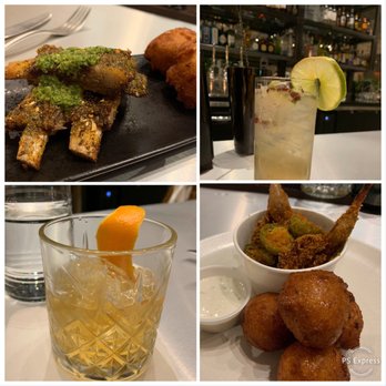 Black Walnut - Lamb with chimichurri sauce, Ménage A' Poire, The House, and fried quail with blue corn hush puppies. - New American Near Me - Oklahoma City, Oklahoma Black Walnut - Lamb with chimichurri sauce, Ménage A' Poire, The House, and fried quail with blue corn hush puppies. - New American Near Me - Oklahoma City, Oklahoma