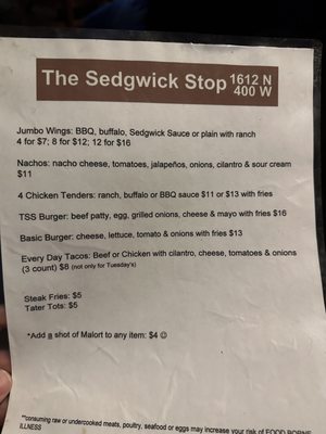 Menu photo 2 The Sedgwick Stop Chicago, IL