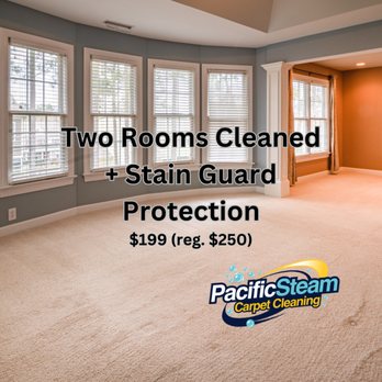 Pacific Steam Carpet Cleaning - Two Rooms Cleaned plus Stain-Guard Protection - Carpet Cleaning Near Me Pacific Steam Carpet Cleaning - Two Rooms Cleaned plus Stain-Guard Protection - Carpet Cleaning Near Me