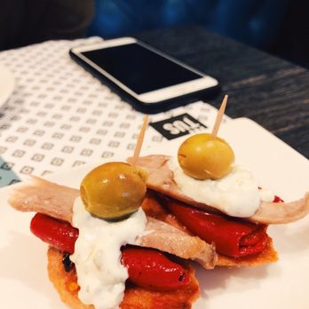 Vinitus - Olives with red pepper and sardines - Tapas Bars Near Me - Barcelona, B Vinitus - Olives with red pepper and sardines - Tapas Bars Near Me - Barcelona, B