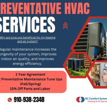 NC Comfort Systems - Call us for information about our preventative maintenance program! 910-938-2348 - Heating & Air Conditioning/HVAC Near Me - Jacksonville, North Carolina NC Comfort Systems - Call us for information about our preventative maintenance program! 910-938-2348 - Heating & Air Conditioning/HVAC Near Me - Jacksonville, North Carolina