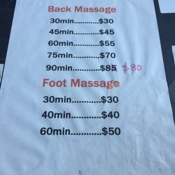 Yajie Massage - Price list . You're welcome