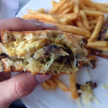 Georgie's Diner - Close up of the well packed Tempeh Reuben :-) - Vegan Near Me - West Haven, Connecticut Georgie's Diner - Close up of the well packed Tempeh Reuben :-) - Vegan Near Me - West Haven, Connecticut