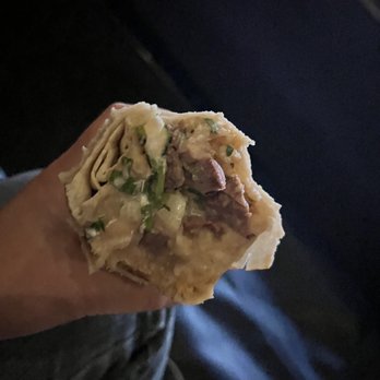 Mexican Burritos - inside a beef lingua burrito.  It's very mediocre - Mexican Near Me - Concord, California