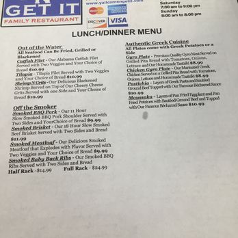 Come-N-Get It - Menu - they have everything. Smoked BBQ, southern favorites, homemade sides and desserts for days. - American Near Me - Marietta, Georgia Come-N-Get It - Menu - they have everything. Smoked BBQ, southern favorites, homemade sides and desserts for days. - American Near Me - Marietta, Georgia