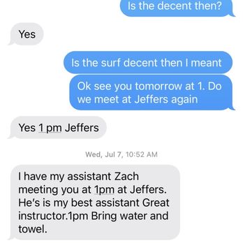Surf Blessons - Text messages to explain my review. - Surf Schools Near Me - Hermosa Beach, California