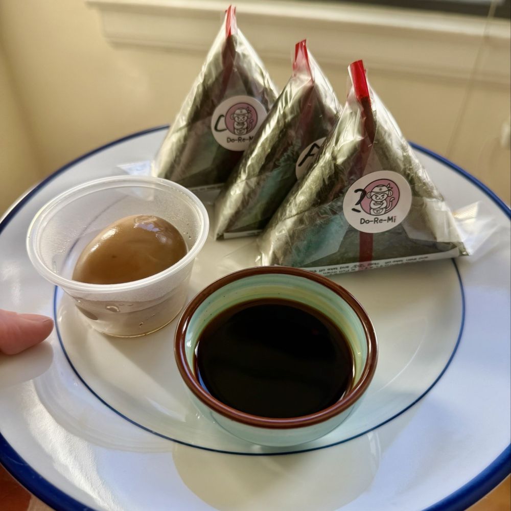 Onigiri x 3, tea egg Onigiri x 3, tea egg