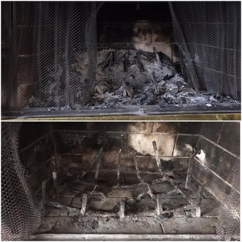 Midtown Chimney Sweeps of Ames - Before and After. We got rid of the grate and replaced it as well. - Chimney Sweeps Near Me