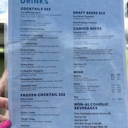 Maluhia Bar - Drink menu