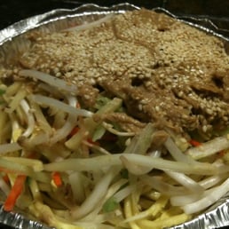 Supposedly cold sesame noodles w/ blob on top Supposedly cold sesame noodles w/ blob on top