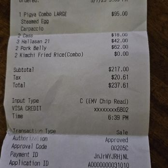 Pigya - Pigtails receipt - Korean Near Me - Los Angeles, California Pigya - Pigtails receipt - Korean Near Me - Los Angeles, California