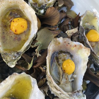 Campfire - Grilled oysters and roasted broccoli - New American Near Me - Carlsbad, California