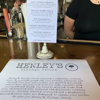 Henley's Village Tavern - menu on a table - Gastropubs Near Me - Brightwaters, New York