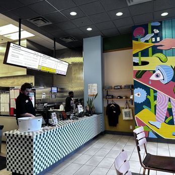 Burger Crush - abstract art on featured wall - Burgers Near Me - Vancouver, British Columbia