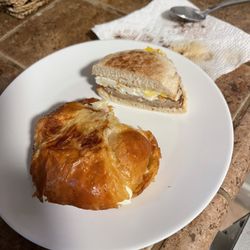 Queen Bee Food Market and Gas - BEC on a croissant and half an SEC on an English muffin
