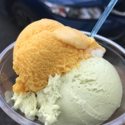 Mango and pistachio ice-cream