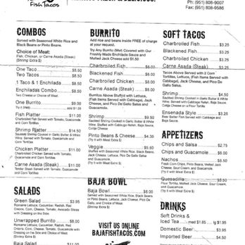 Baja Fish Tacos - OLD MENU W/ OUTDATED PRICING - Seafood Near Me - Norco, California Baja Fish Tacos - OLD MENU W/ OUTDATED PRICING - Seafood Near Me - Norco, California