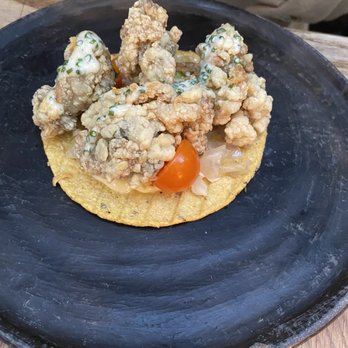Claro - Tostada with fried oysters - Mexican Near Me - Brooklyn, New York